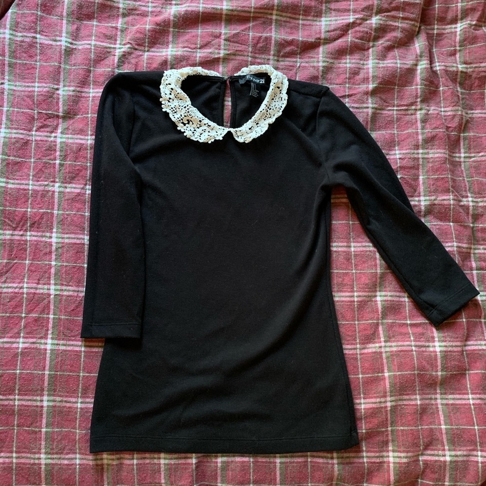 Forever 21 lace collar black blouse.